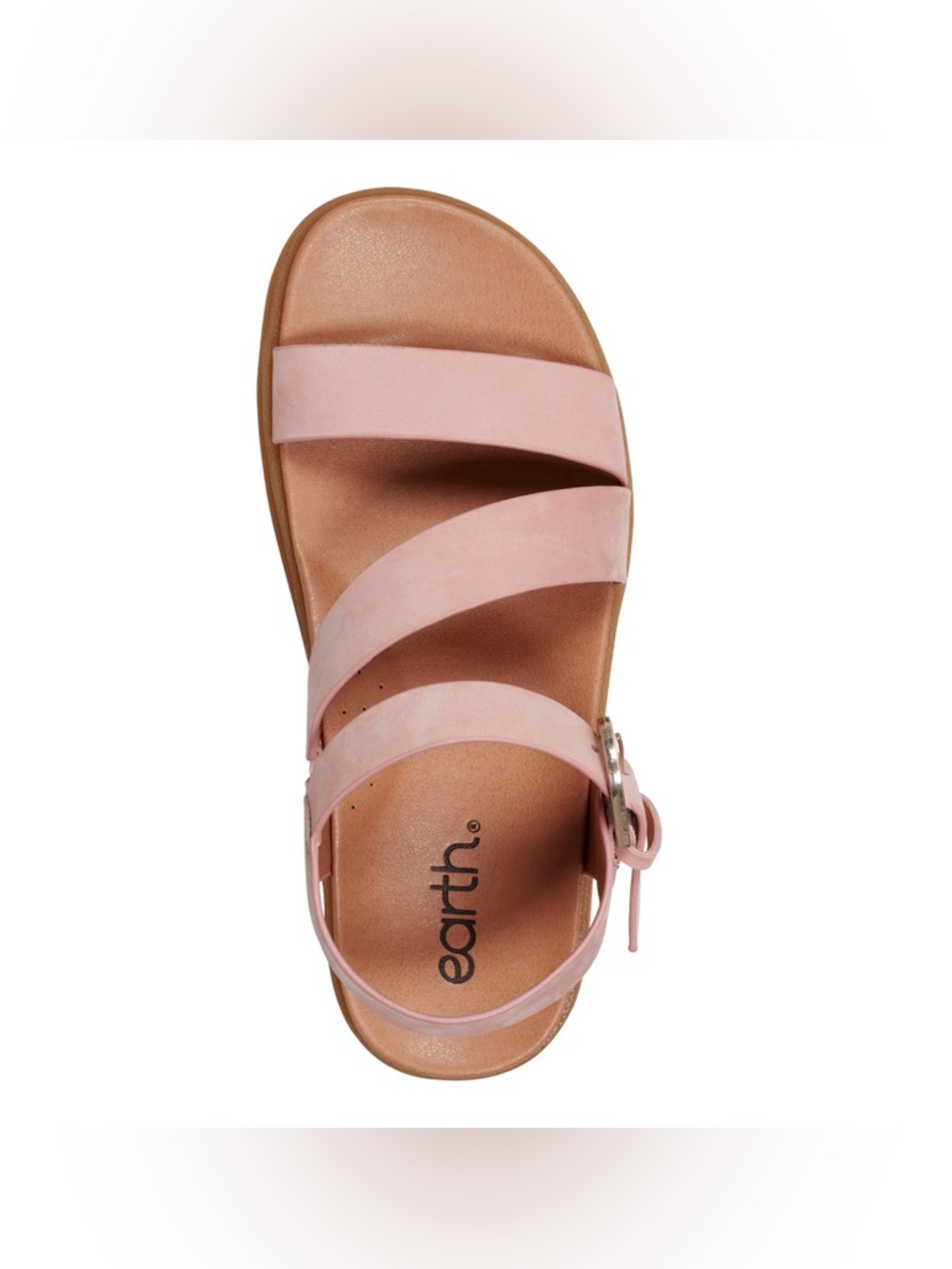 Earth Lainey Leather Sandal Pink Strappy Comfort Flat Adjustable Buckle Walking